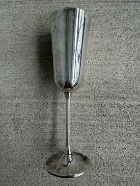 Vintage Landes Italy Silver Plated Champagne Flute Gold Lined Interior Goblet